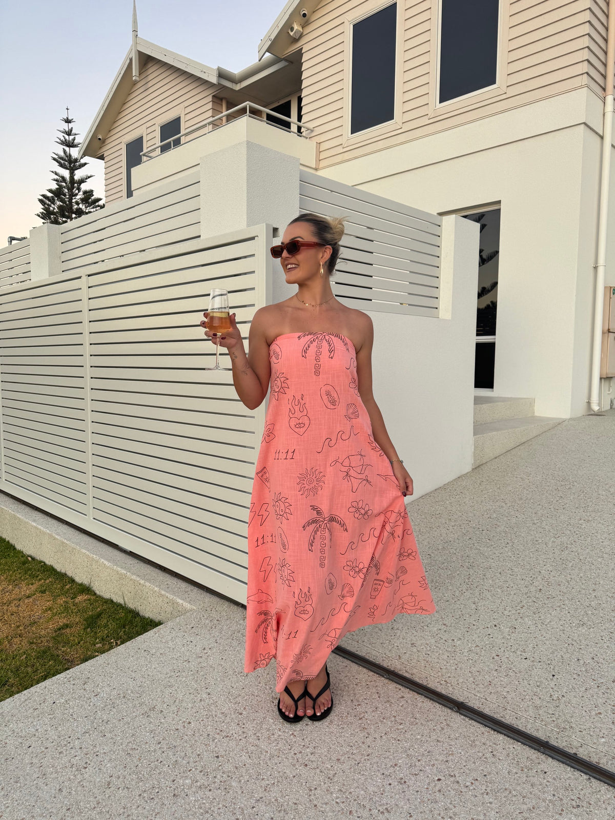 BY FRANKIE / PEACH ANGEL NUMBERS MAXI DRESS / 930-70