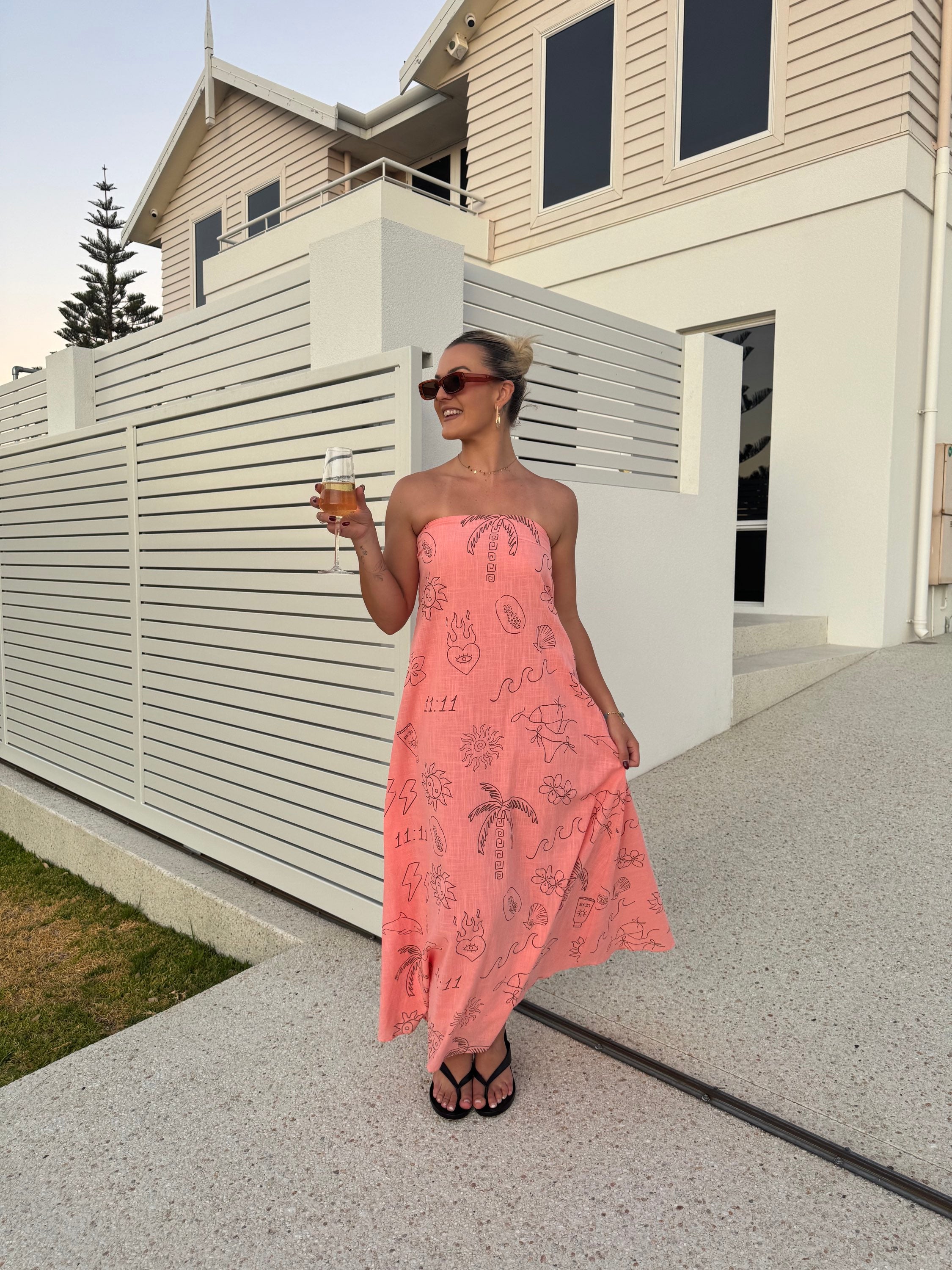 BY FRANKIE / PEACH ANGEL NUMBERS MAXI DRESS / 930-70