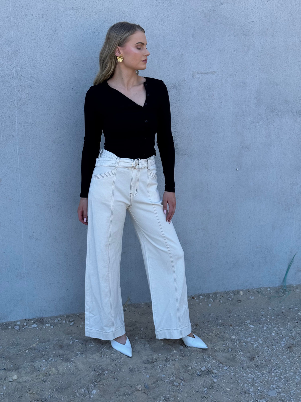 COUNTRY DENIM / DARCY BELTED JEANS / CREAM WASH