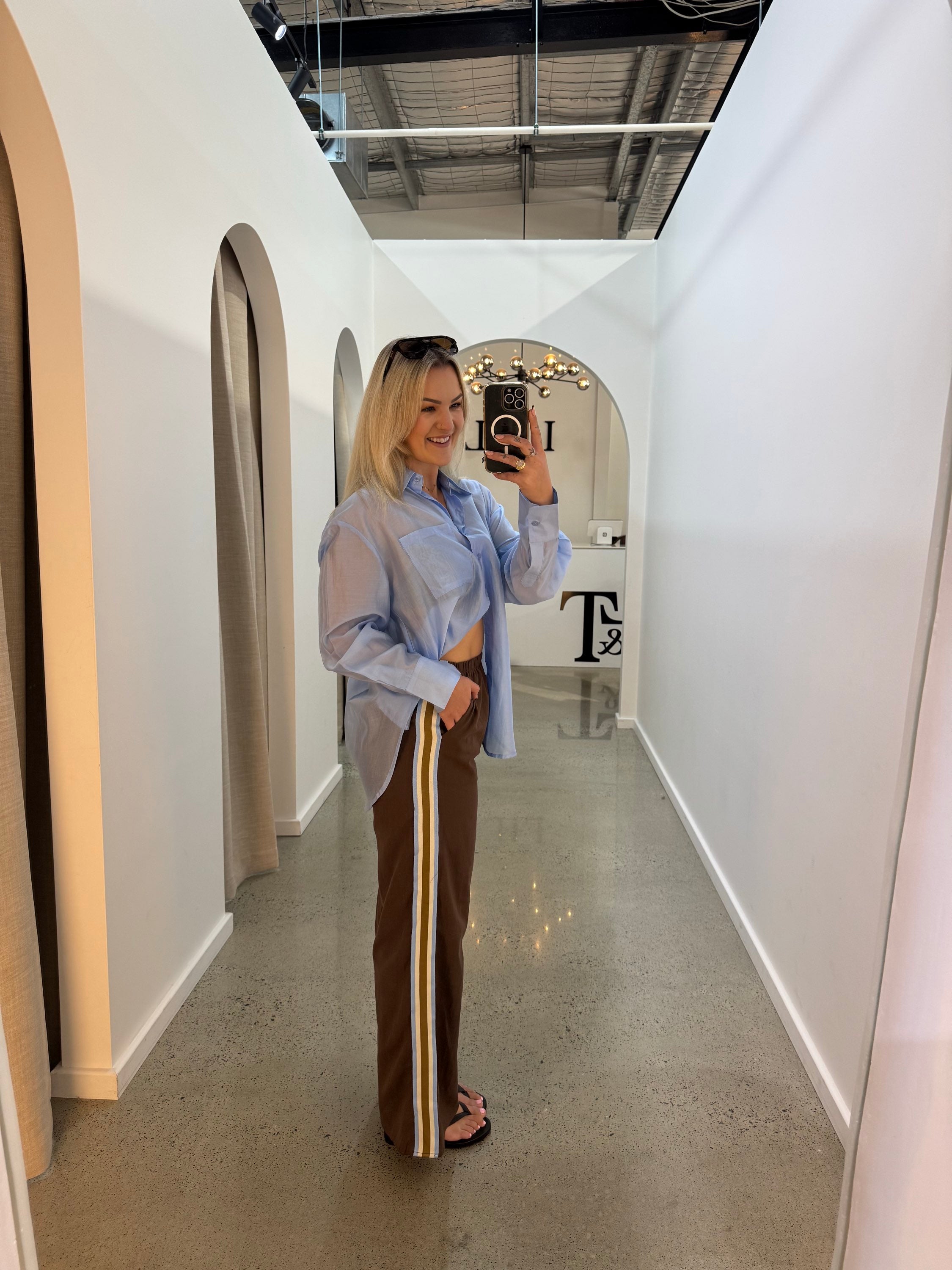 BY FRANKIE / CHOCOLATE BLUE RACER STRIPE PANT / 987-2