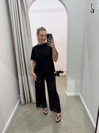 BY FRANKIE / BLACK OPEN BACK LACE TEE / 202601-1