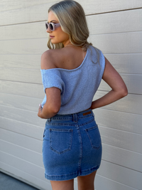 COUNTRY DENIM / PATCHED POCKET SKIRT / MID DENIM / CGK1728