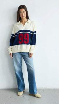 ABRAND / 99 RUGBY KNIT TOP / A62N03