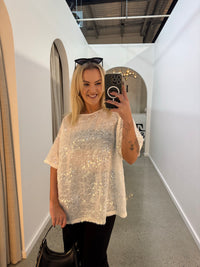 BY FRANKIE / WHITE SEQUINS TEE / 231-20
