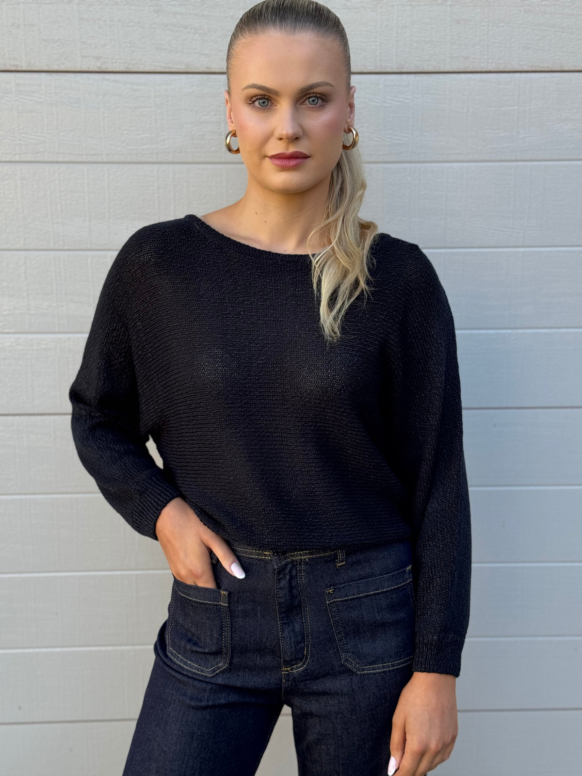 MOST / TAPE BOAT KNIT JUMPER / BLACK / PR16516