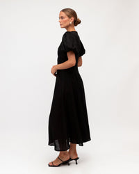WHITE CLOSET / CHICA TWIST LINEN DRESS / BLACK / TFL8545-27