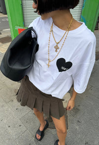 SSAINT / WHITE BLACK HEART TEE