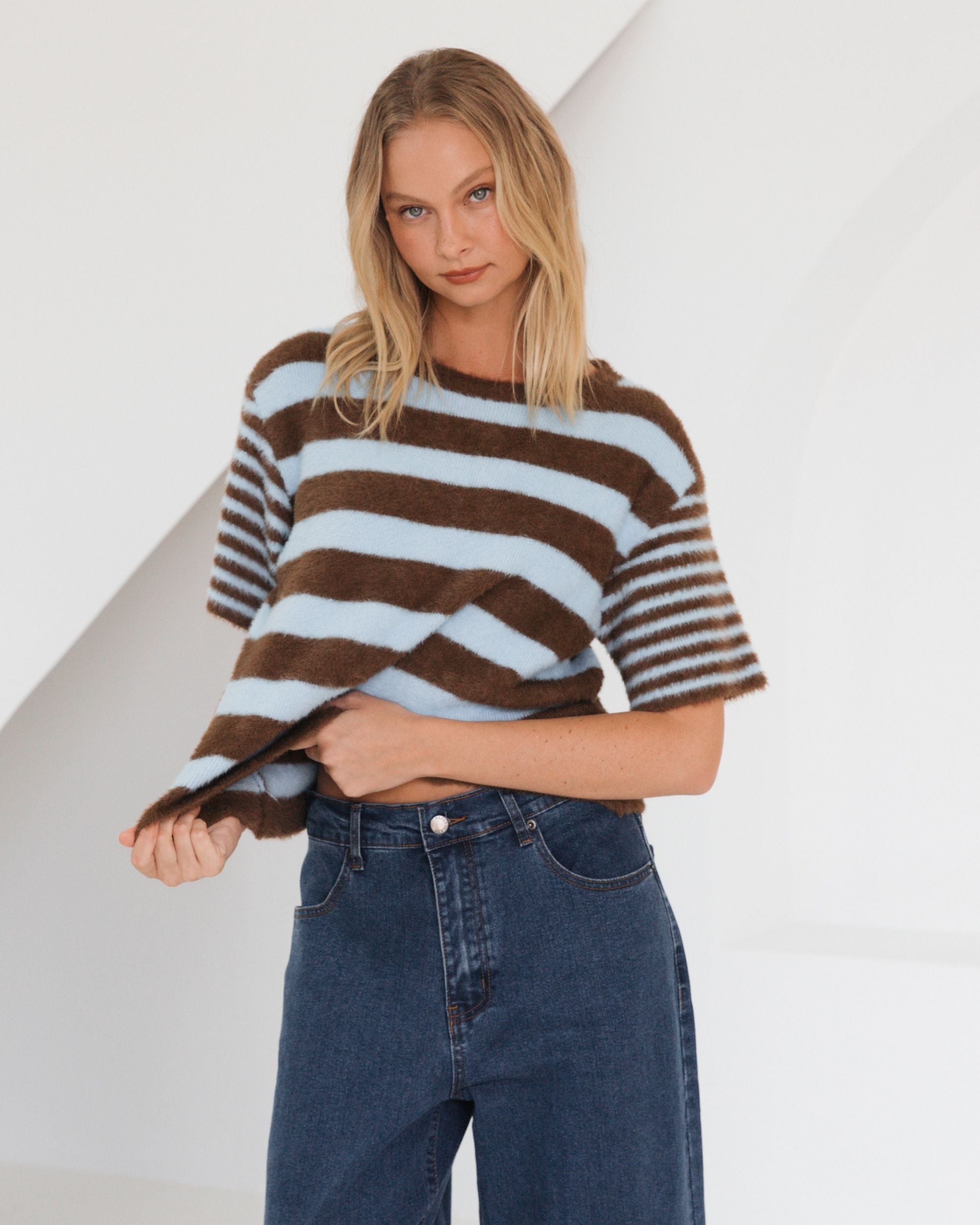 PAPER HEART / VANESSA KNIT TEE / CHOC /  PH13931