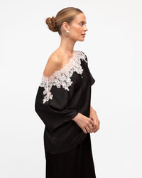 WHITE CLOSET / LIBERTY LACE SATIN TOP / BLACK / TF11809