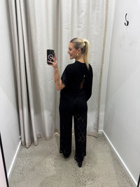 BY FRANKIE / BLACK OPEN BACK LACE TEE / 202601-1