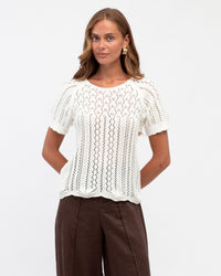 WHITE CLOSET / JASMINE CROCHET KNIT TEE / TF11215