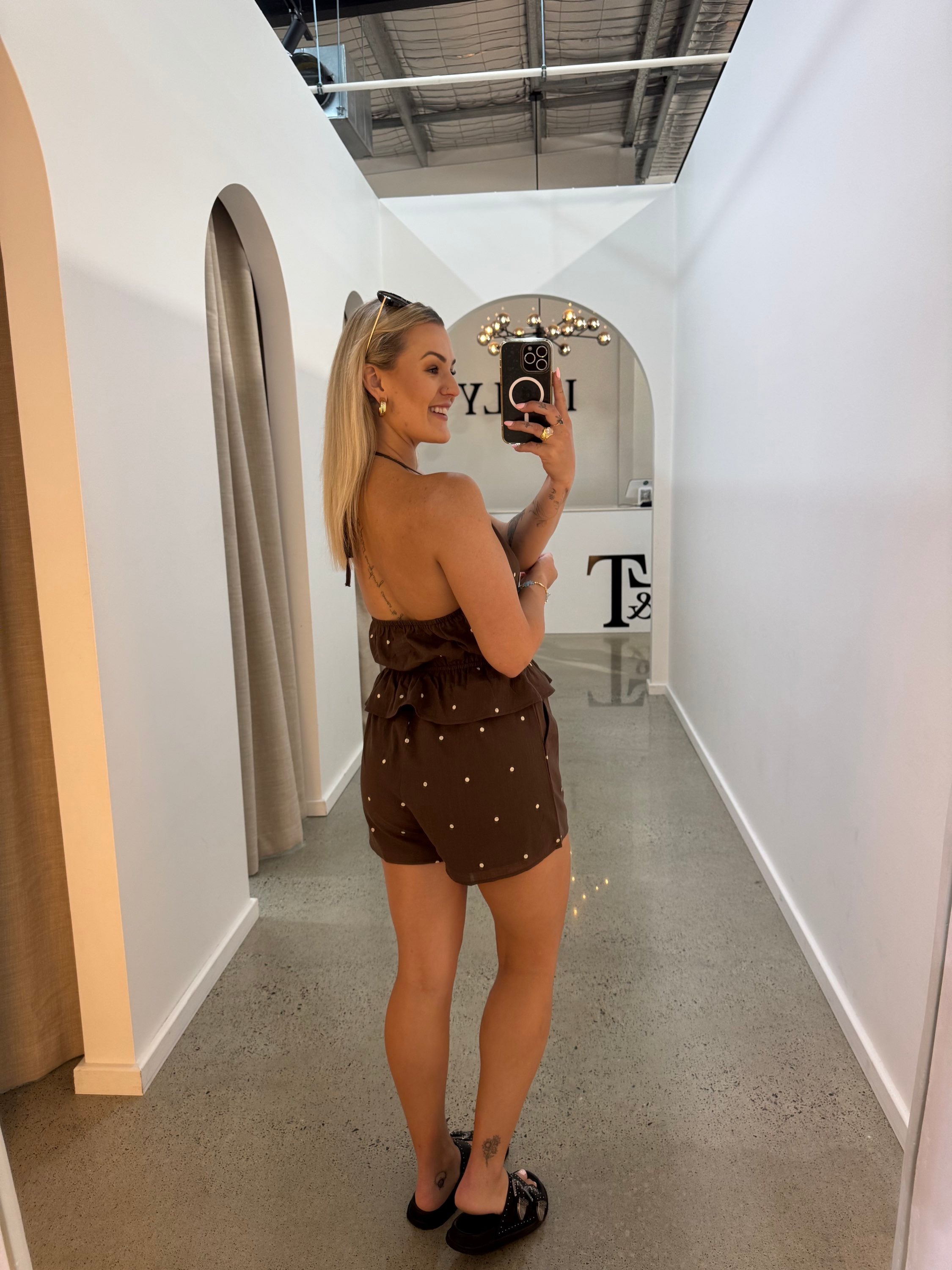 BY FRANKIE / CHOC POLKA PLAYSUIT / 736-2