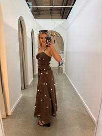 BY FRANKIE /  CHOCOLATE POLKA MAXI DRESS / 290-3