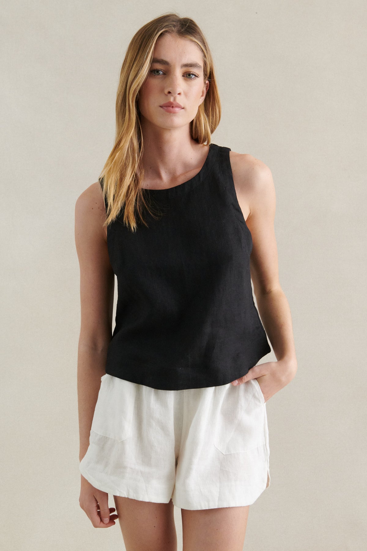 LITTLE LIES / JUDE LINEN TOP / BLACK