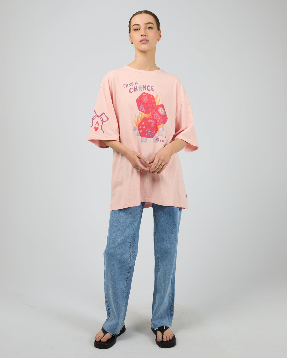 ALL ABOUT EVE / SNAKE EYES OVERSIZED TEE / PINK / 6469033