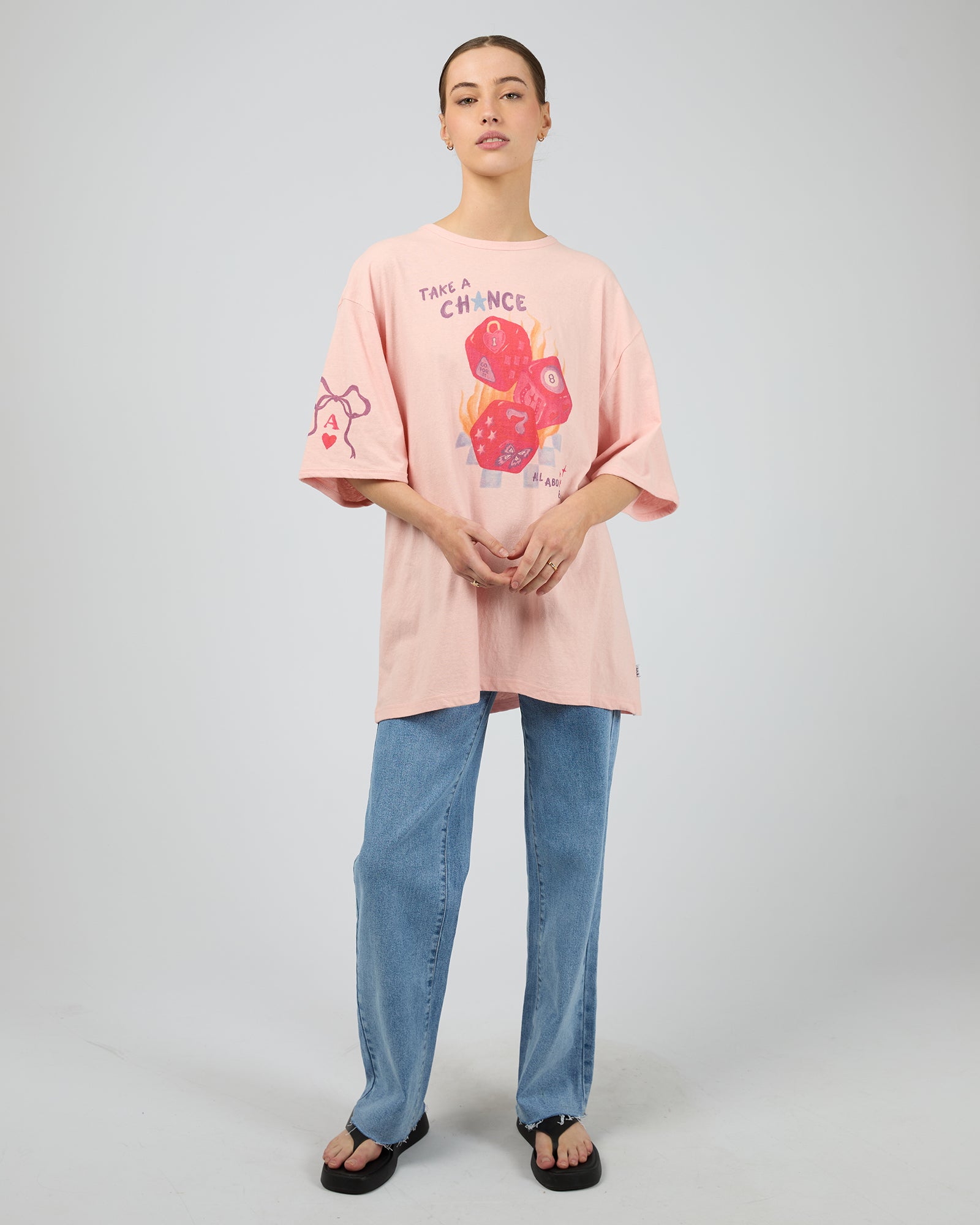 ALL ABOUT EVE / SNAKE EYES OVERSIZED TEE / PINK / 6469033
