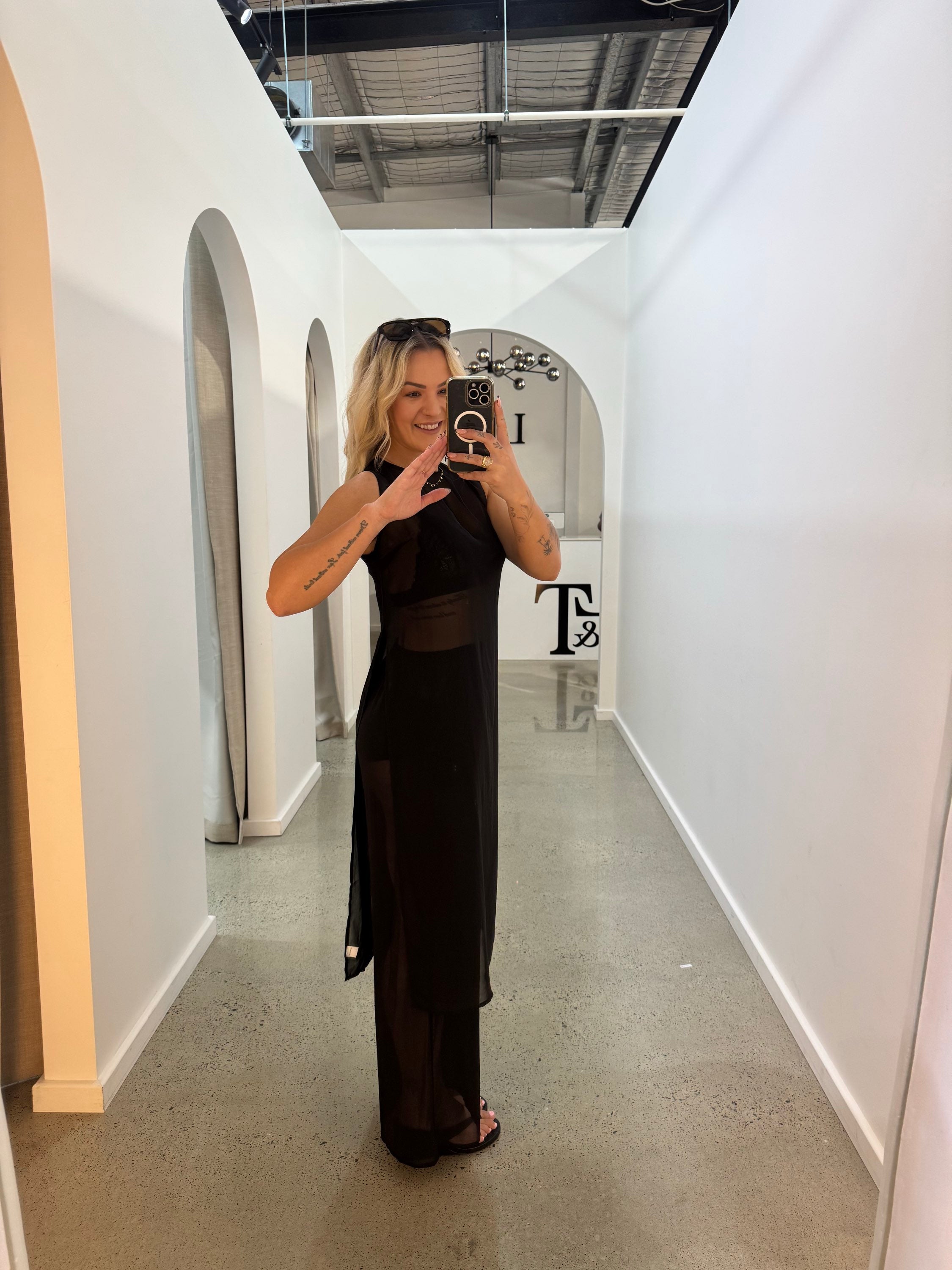 BY FRANKIE / BLACK SHEER PANTS / 157-1