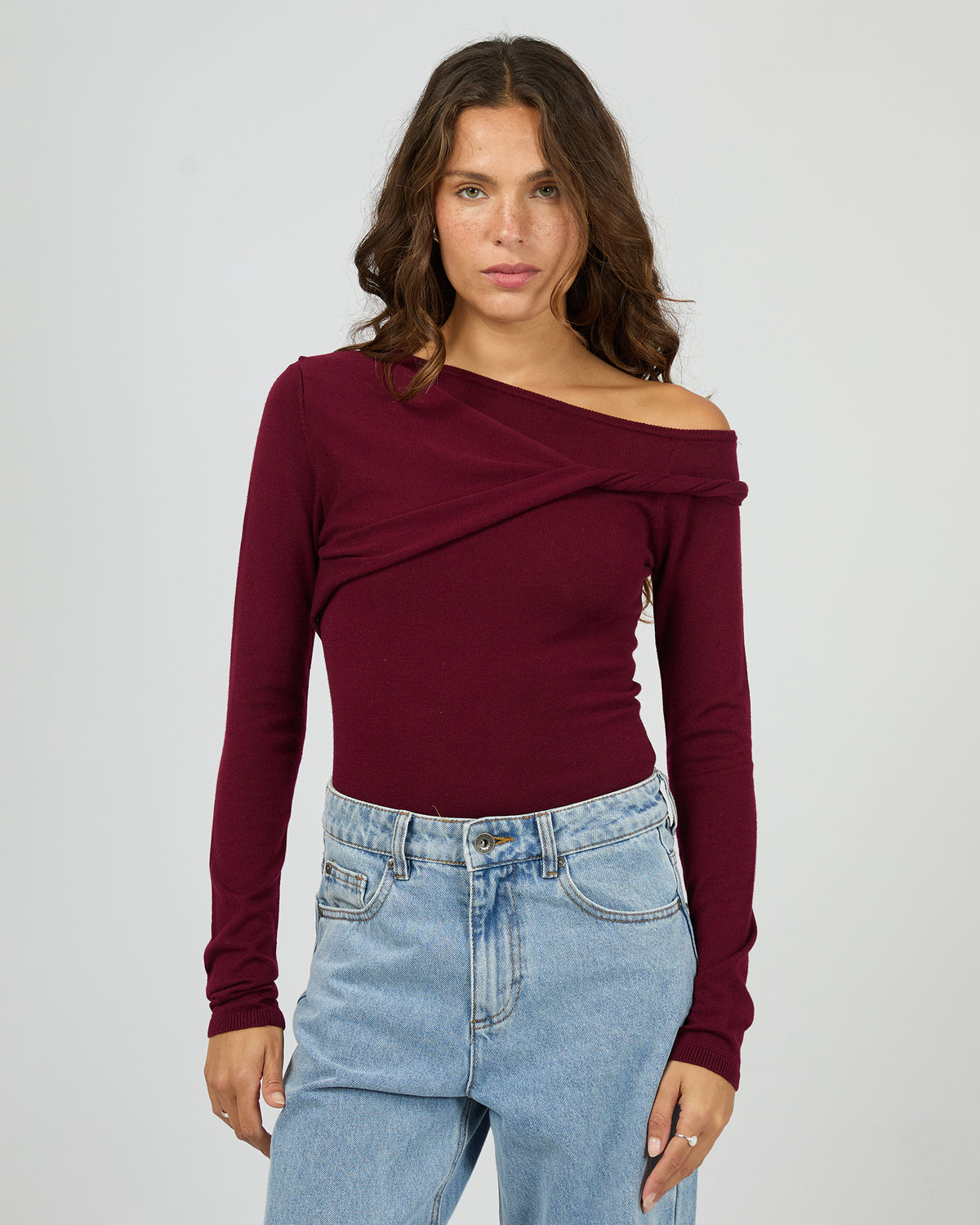 SILENT THEORY ASHTON KNIT LAYERED LS TOP / 60X5444.CHRY