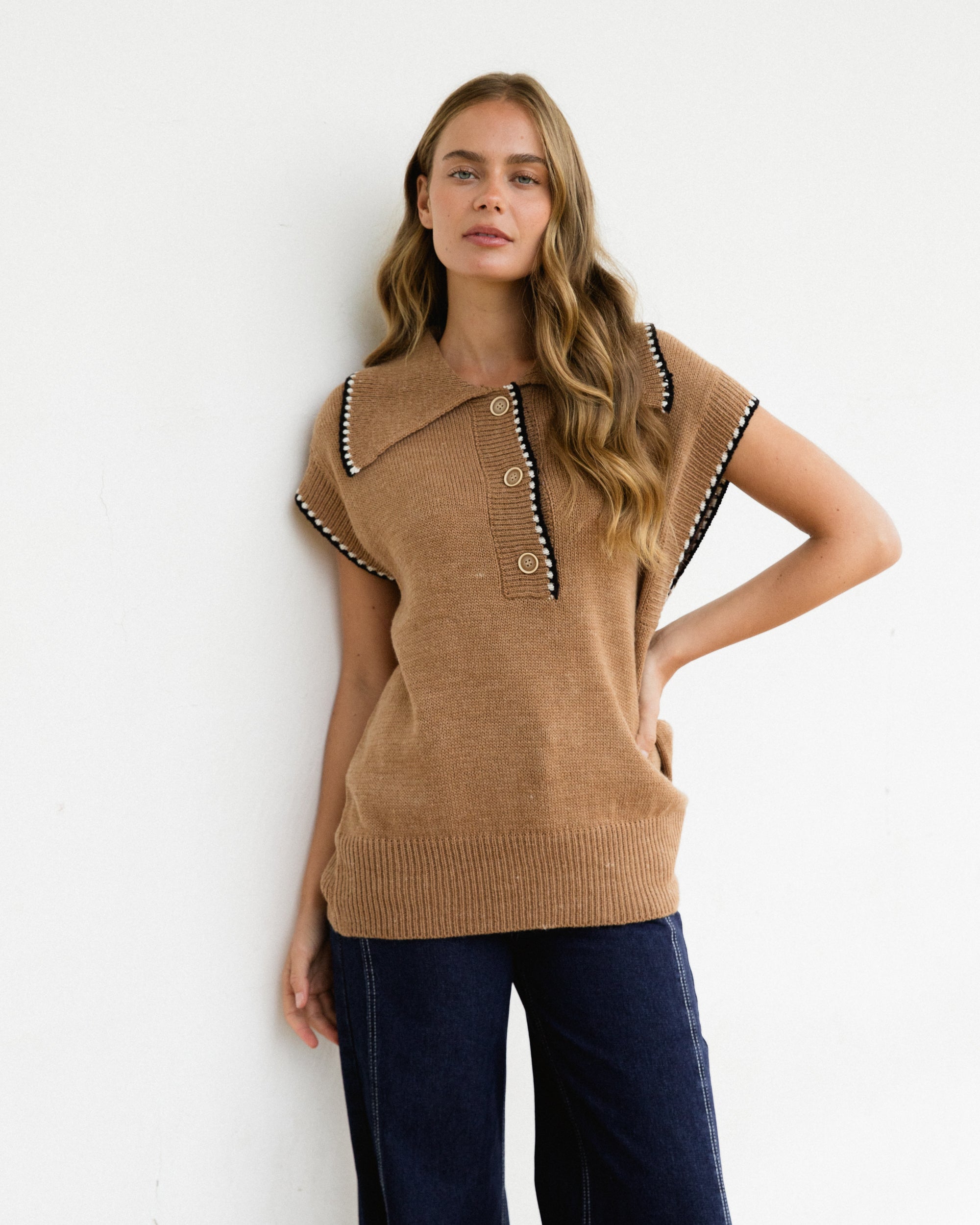 EBBY & I / REMIN VEST / TAN / VV11277