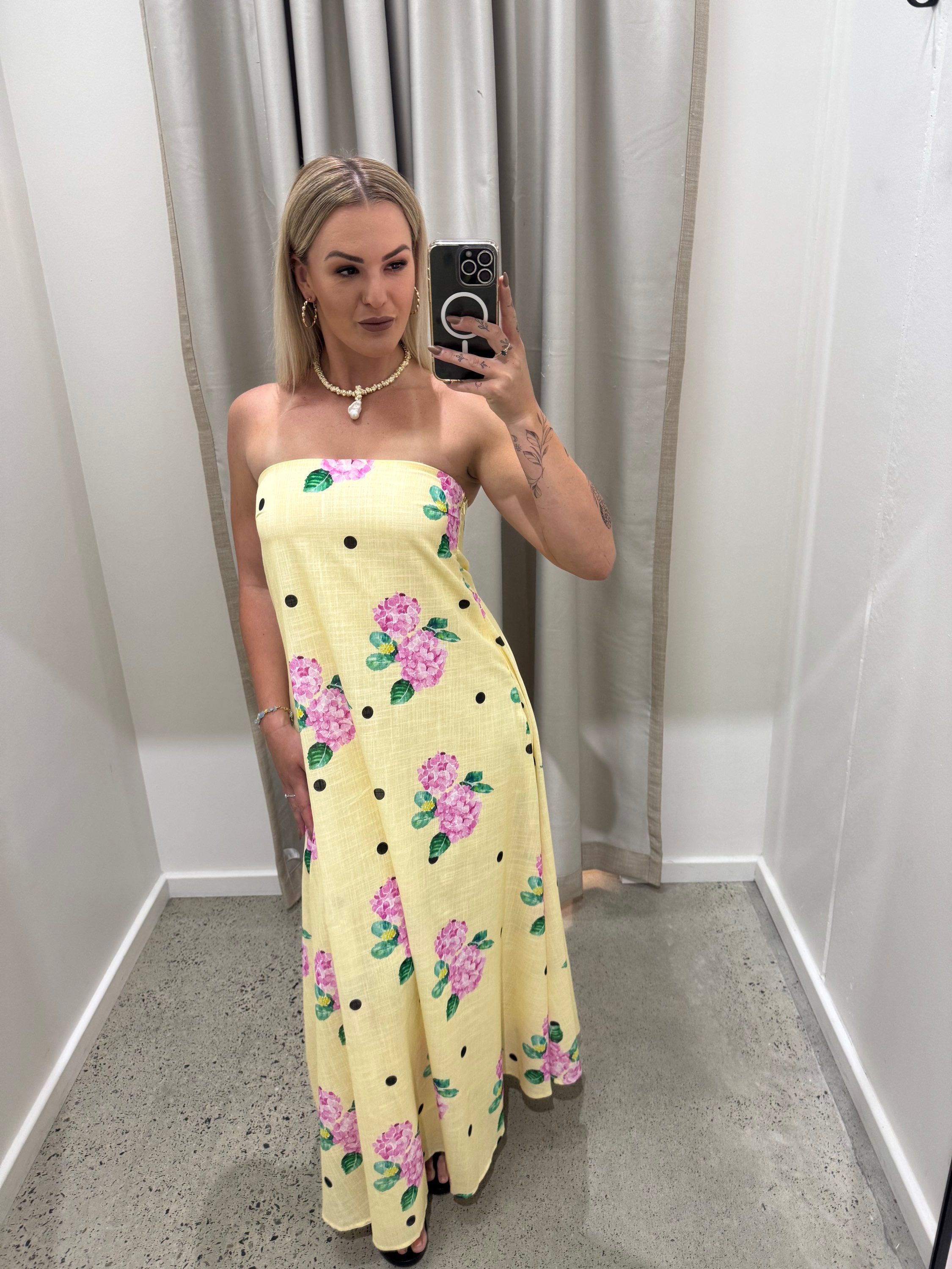 BY FRANKIE / YELLOW POKA MAXI DRESS / 930-56