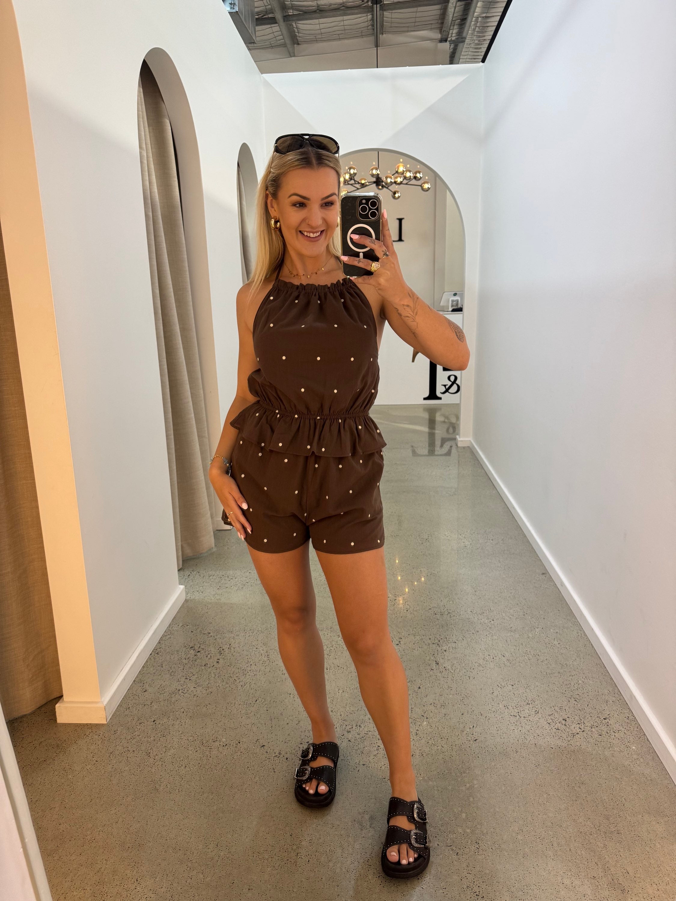 BY FRANKIE / CHOC POLKA PLAYSUIT / 736-2