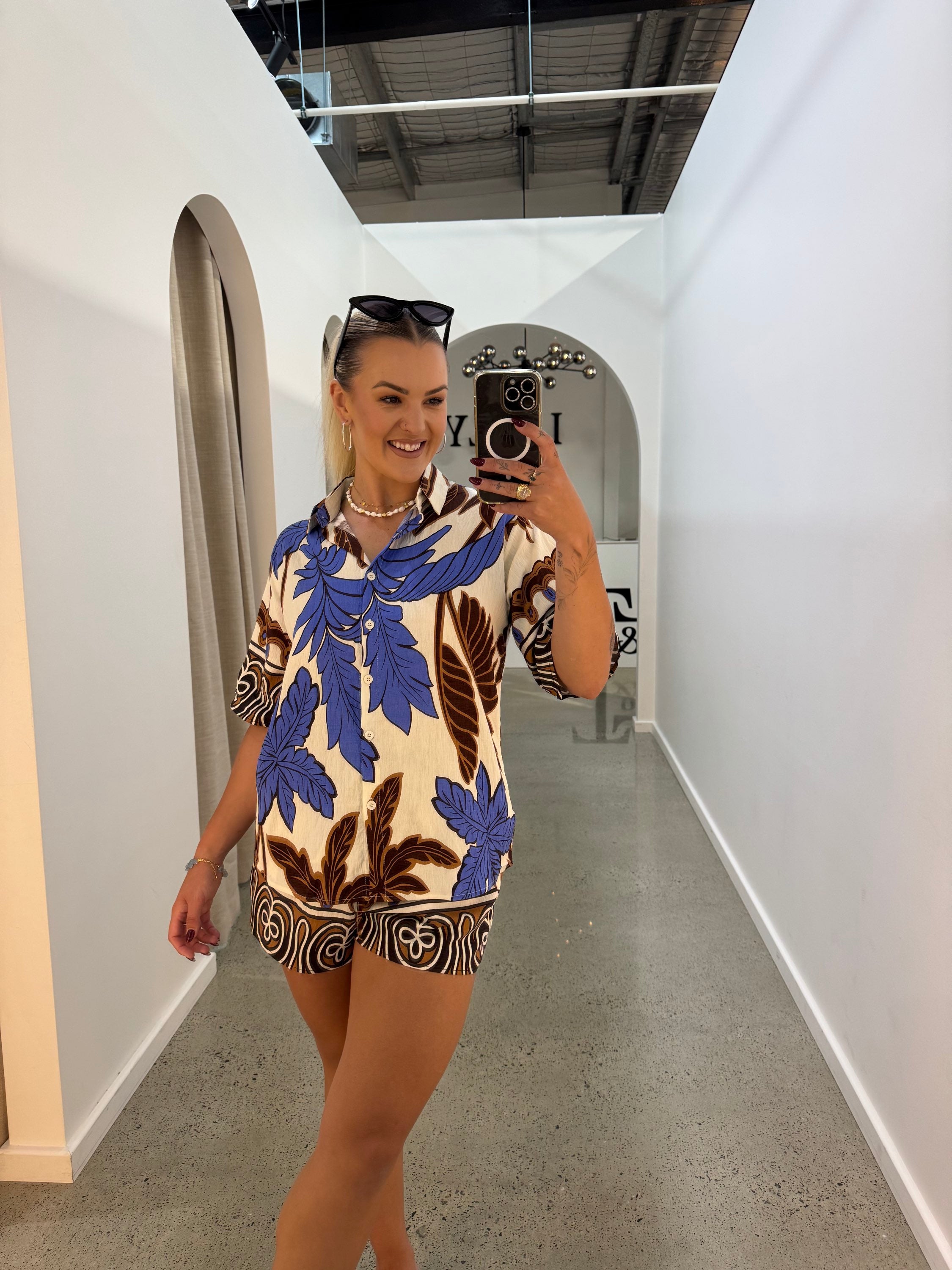 BY FRANKIE / BLUE - CHOC PALM SHIRT / 10-6