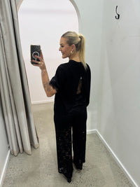 BY FRANKIE / BLACK OPEN BACK LACE TEE / 202601-1