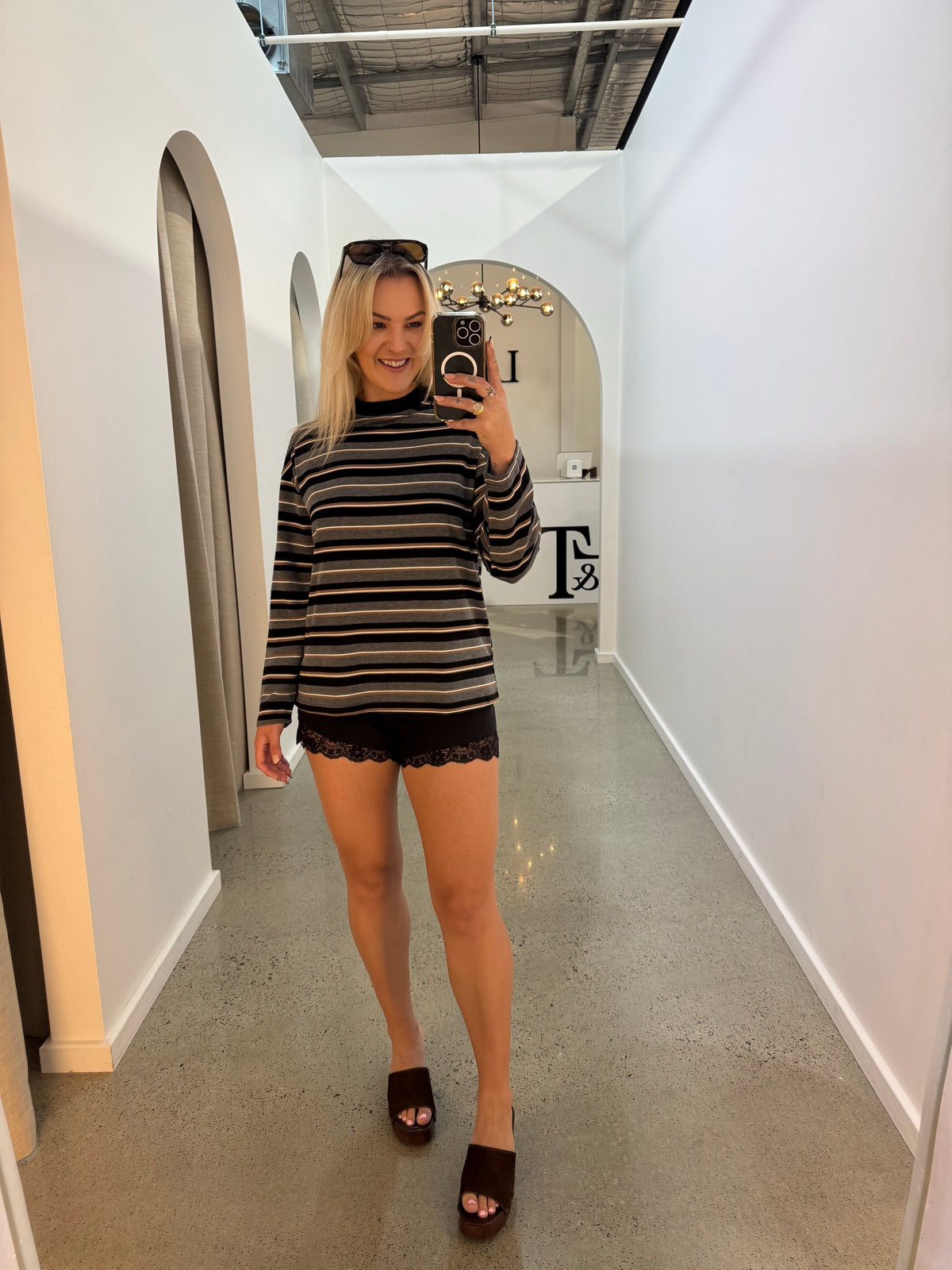 BY FRANKiE / BLACK STRIPED L/S TEE / 971-1