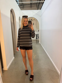 BY FRANKiE / BLACK STRIPED L/S TEE / 971-1