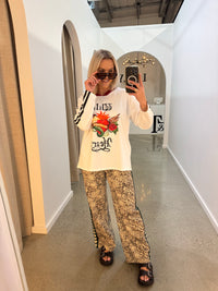BY FRANKIE / LEOPARD GREEN HEARTS PANTS / 526-33