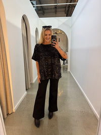 BY FRANKIE / BLACK SEQUINS TEE / 231-21