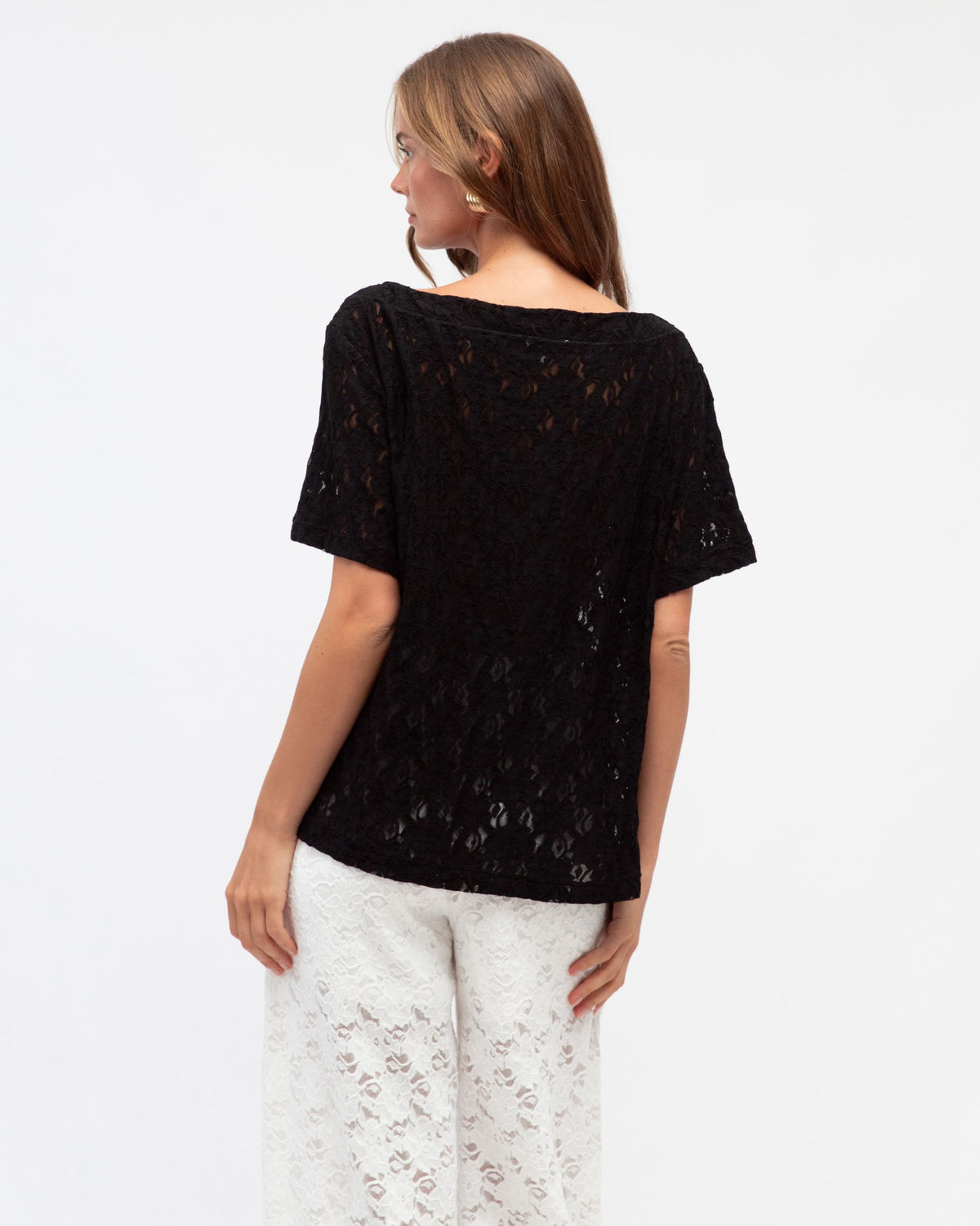 WHITE CLOSET / JENNA LACE TEE / BLACK / TF10936-2
