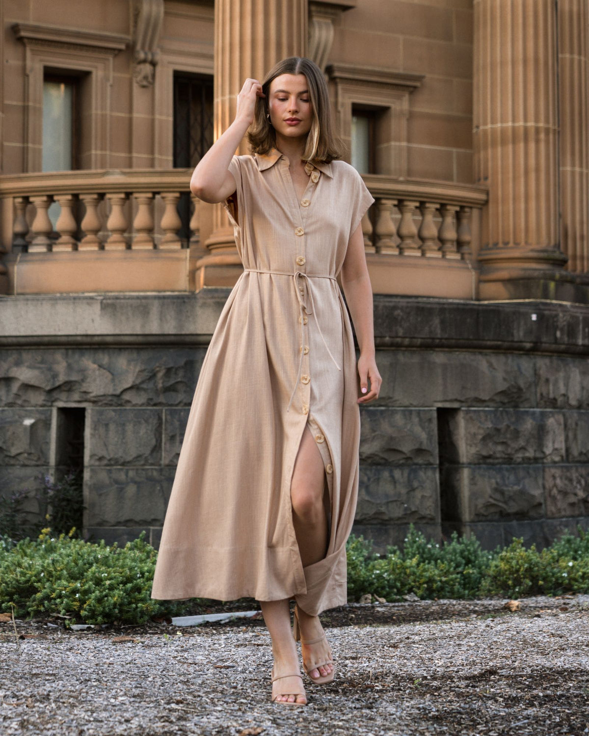 WHITE CLOSET / MARIETTE SHIRT DRESS / NATURAL / TF10746