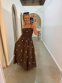 BY FRANKIE /  CHOCOLATE POLKA MAXI DRESS / 290-3