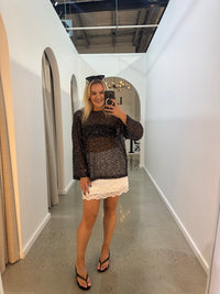 BY FRANKIE / BLACK L/S SEQUINS TOP / 837-3