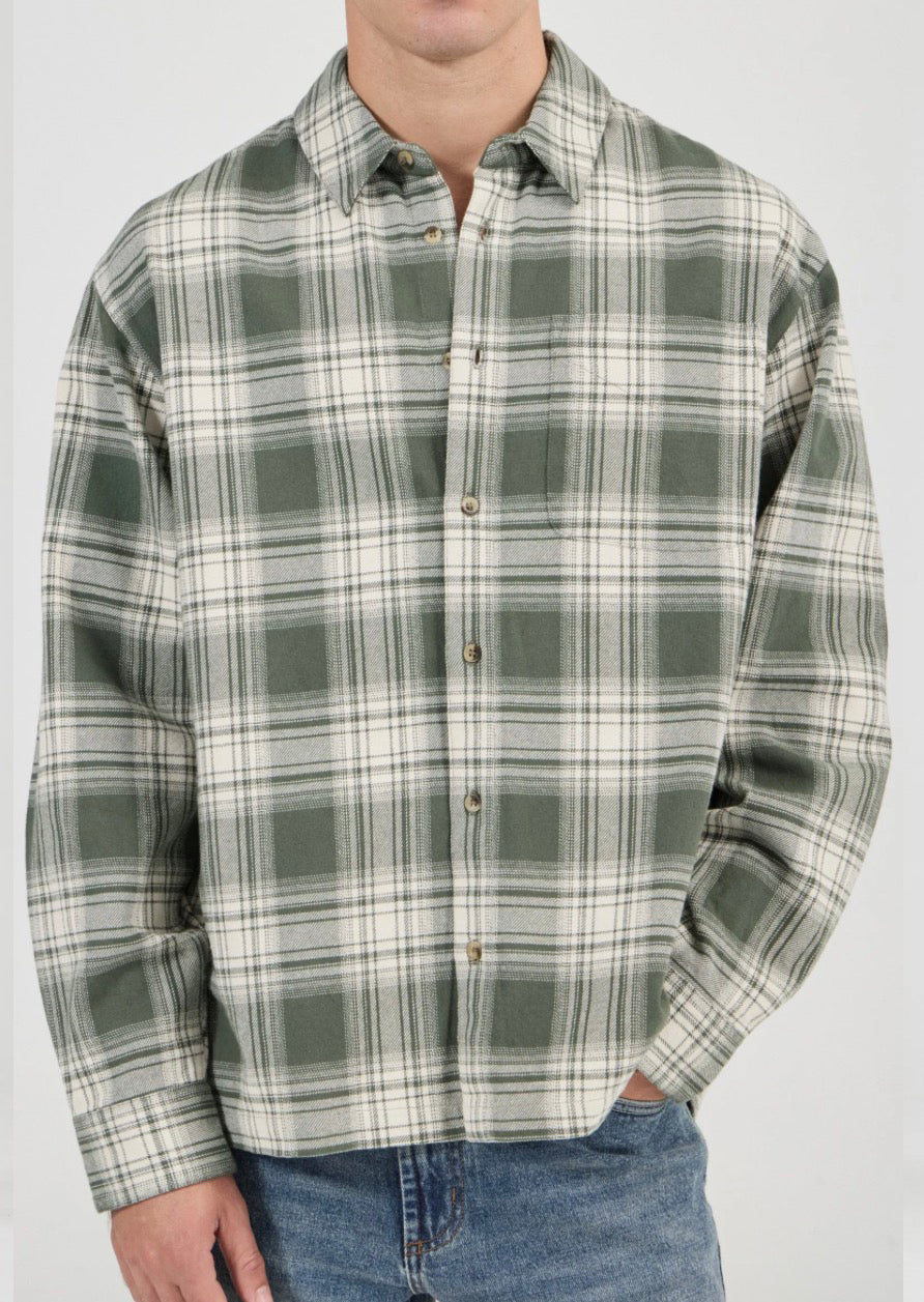 ROLLAS / CAMPUS HEARY CHECK LS SHIRT / OLIVE / S62H06